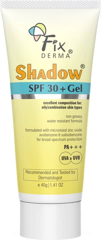 Fixderma Sunscreen - SPF 30+ PA+++ Shadow Sunscreen SPF 30+ Gel For ...