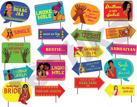 Festiko® 24 Pcs Mehendi Photobooth Props, Mehendi Ceremony Props ...