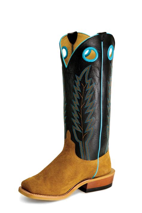 Kids Horse Power Boots, Sawdust Roughout with Black Shaft, Blue Piping - Chick Elms Grand Entry ...