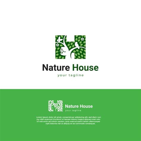 Buchstabe H Naturhaus-Logo Naturlebensraum-Hauslogo | Premium Vektor