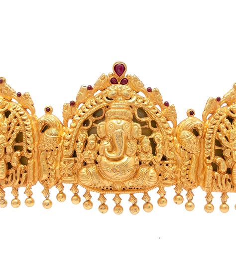 Silver Anite Collection Gold Polished Ganesh Design Ottiyanam For Women ...