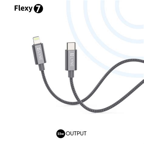 LYNE Flexy 7 22W Output, 1 m, Lightning High Quality Braided Data Cabl ...