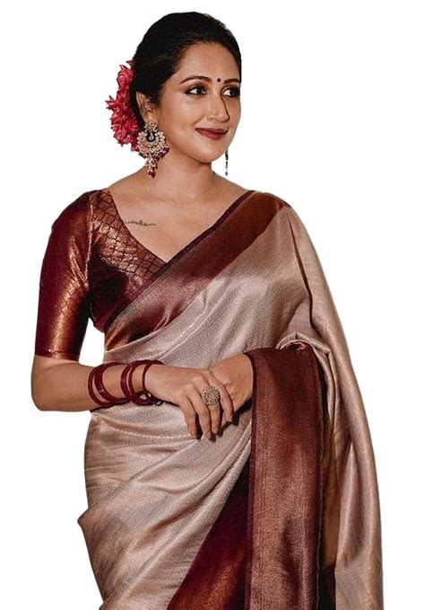 Buy Shopaz Kanjivaram Kanchipuram Soft Silk Saree Copper Zari Woven ...