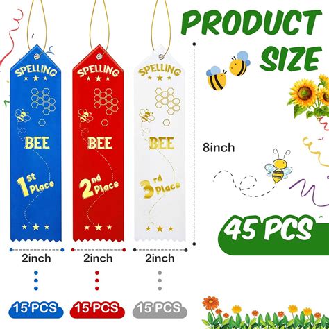 45 Pcs Spelling Bee Award Ribbons 1st, 2nd, 3rd India | Ubuy