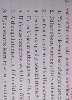 G. Encircle the principal clause and underline the subordinate clause ...
