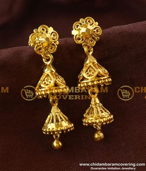 Buy Gold Colour Two Layer Jhumkas Earrings Gold Style Design Online