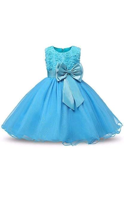 Girls Midi/Knee Length Party Dress Sky Blue: Amazon.in: Clothing ...