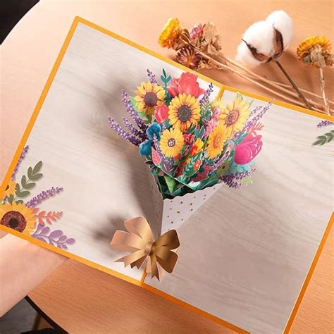 Lovecraft Beautiful Multicolor Flower Boquet Greeting Cards | 3D Popup ...