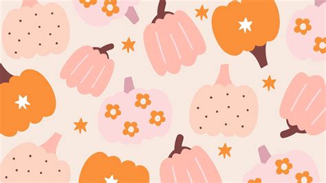Orange and Pink Spooky Halloween Seasonal Pumpkins Autumn Desktop ...