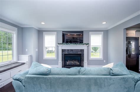 Light Grey And Blue Living Room
