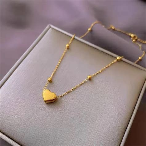 SJ 20 Heart Bead necklace - 18k gold PVD Plated stainless steel - Anti ...