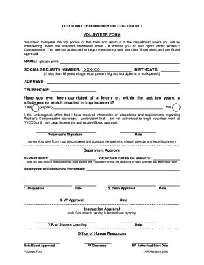Victor Valley Community College District Volunteer Form - Fill and Sign ...