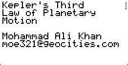 Kepler's Third Law of Planetary Motion - ticalc.org