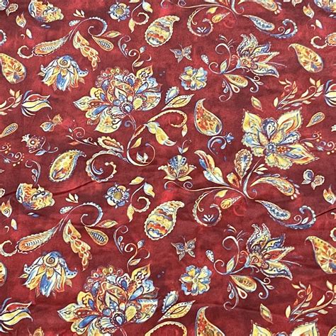 Buy Classic Dark Red Floral Print Velvet Fabric Online at TradeUNO ...