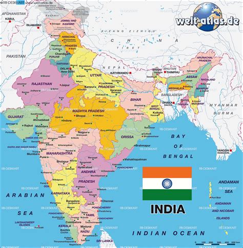 India Physical Map Hd