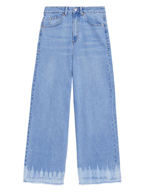 Buy High Waisted Wide Leg Ankle Grazer Jeans at Marks & Spencer