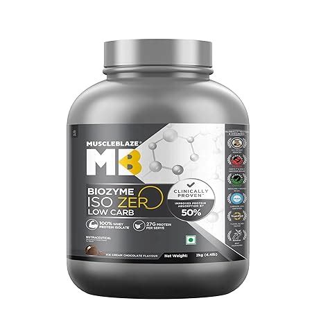MuscleBlaze Biozyme Iso-Zero, Low Carb Whey Protein Isolate Powder, Ice ...