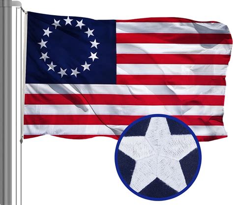 Amazon.com : AZCOVER Betsy Ross Flag 4x6 Feet, Outdoor Embroidered 13 ...