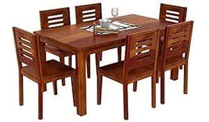 Unique Furniture Sheesham Wood 6 Seater Dining Table Set with Chairs ...
