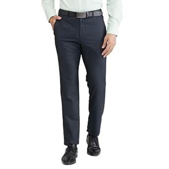 Buy Raymond Men's Slim Fit Checks Pattern Poly Viscose Blend Flat Front ...