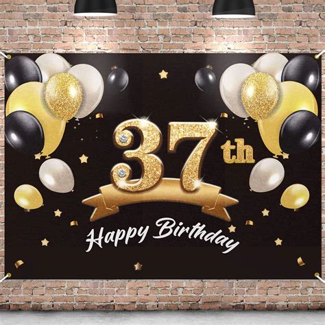 Buy PAKBOOM Happy 37th Birthday Banner Backdrop - 37 Birthday Party ...
