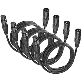 (Pack of 4) DMX Cable 3m /10ft XLR Cable Stage Light Cable Wire 3 Pin ...