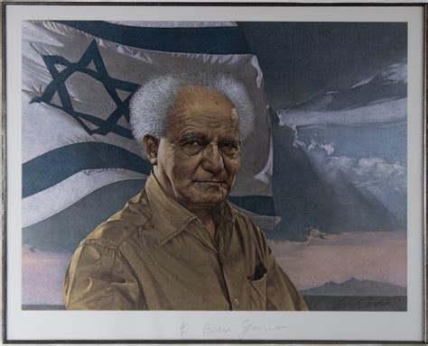 Prime Minister David Ben-gurion (Israel) - Printed Art Signed In Pencil ...