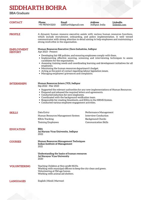Sample Resume of BBA Graduate with Template & Writing Guide | Resumod.co