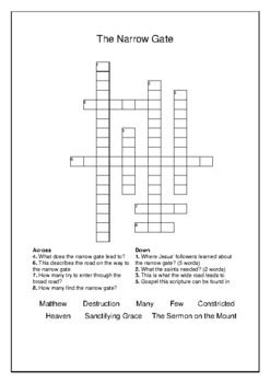 The Narrow Gate - Bible Story - Crossword Puzzle and Word Search - Bell ...