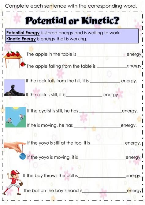 Image result for Kinetic Energy Worksheet Answer Key