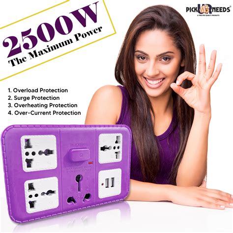 Pick Ur Needs ® 220 volts Extension Cord with 2 USB Charging Ports and