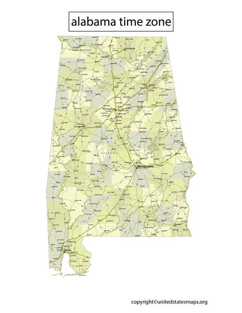 Alabama Time Zone Map | Time Zone Map of Alabama