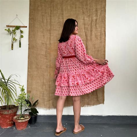 Hazel Pink Dress - Floral Printed V Neck Dress | Save As