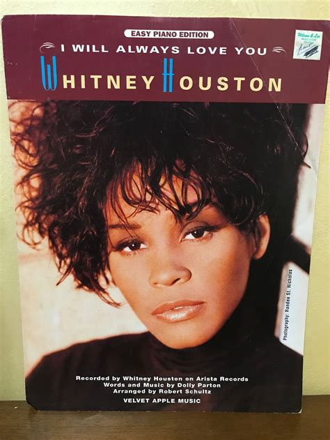 Whitney Houston I Will Always Love You Sheet Music I Will | Etsy