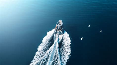 Download wallpaper 1920x1080 boat, sea, foam, trace full hd, hdtv, fhd ...