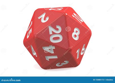 Red Twenty-sided Die, 20 Sides. 3D Rendering Stock Illustration ...
