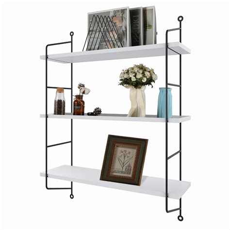 3 Tier White Wall Shelf Bathroom Shelves Wall Mounted Industrial ...