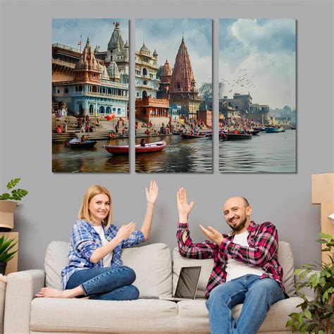 Banaras Ghat Canvas Art Set For Home Decor canvas painting wall – HotHouse