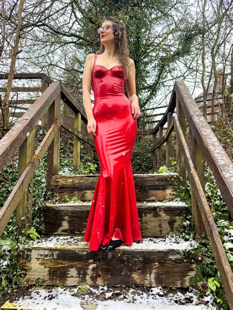 Latex Dress Latex Double Strap Cupped Gown, Underwire Latex, Cupped ...