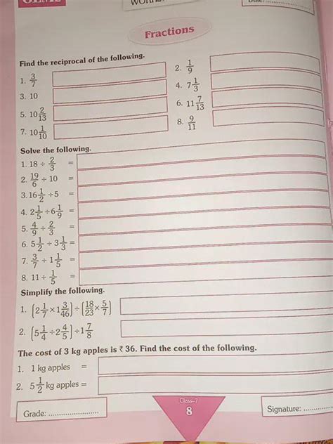 1.find the reciprocal 2. solve the following 3. simlify the following ...