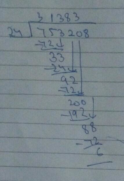 24 divided by 753208 with method - Brainly.in