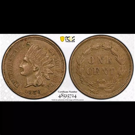 1859 Indian Head Cent PCGS Genuine - AU Details (92 - Cleaned) - Old ...