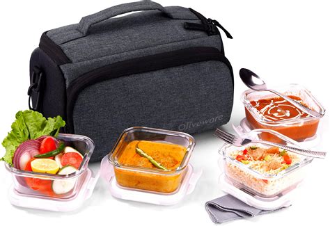 Buy MILTON TREO All Fresh Borosilicate Glass Tiffin Lunch Box 4 Round ...