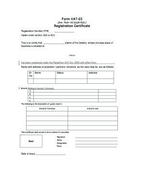 Fillable Online form vat 03see rule 141a&152 Fax Email Print - pdfFiller