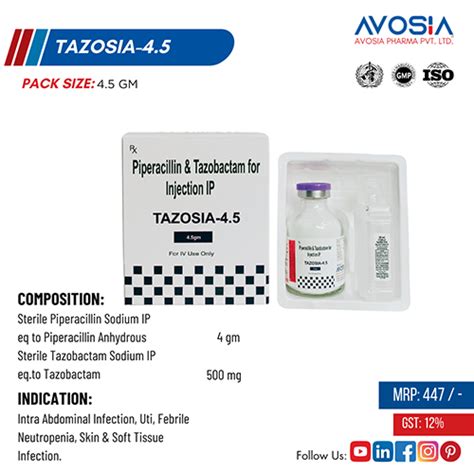 TAZOSIA-4.5 Injection Avosia Pharma Pvt. Ltd.
