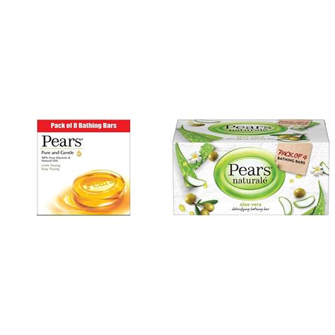 Buy Pears Pure And Gentle Bathing Bar, 125g (Pack Of 8) & Natural Aloe ...