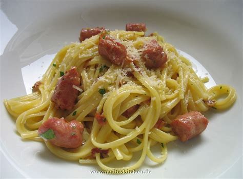 Carbonara mit Salsiccia   Linguine, Jamie oliver and Pasta