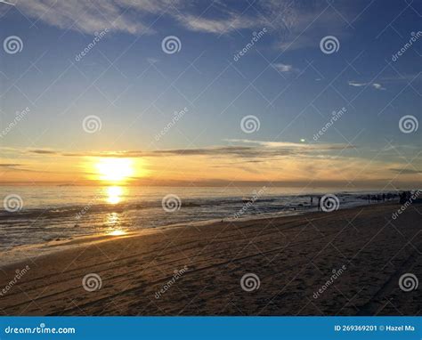 Beautiful Golden Sunset, Quiet Sea and Beach in Irvine, America Stock Image - Image of golden ...