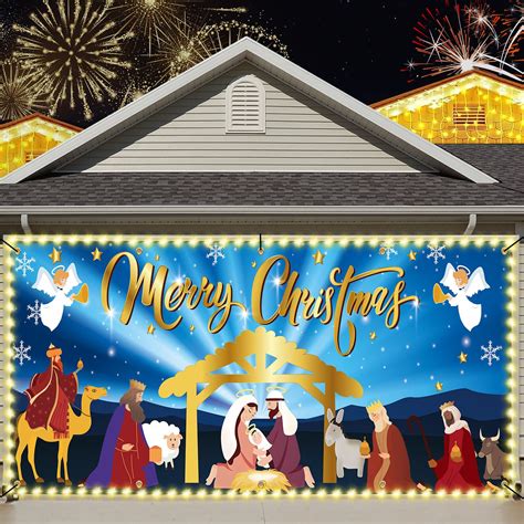 Amazon.com: WYRJXYB 7 x 16 Ft Christmas Jesus Garage Door Decorations ...