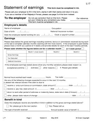 Statement Of Earnings This Form Must Be Completed In Ink. - Fill and ...